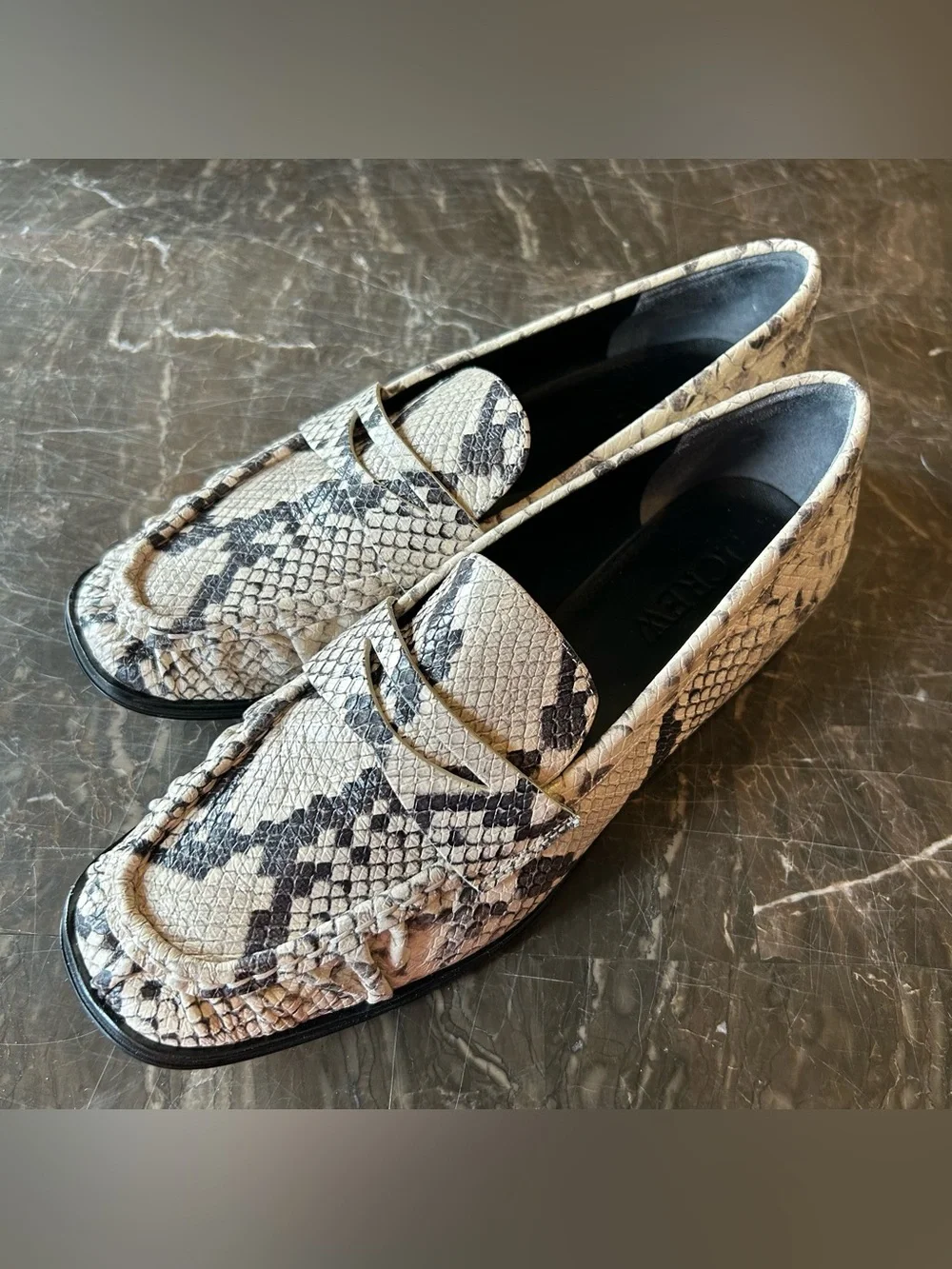 J. Crew Maison Ruched Loafers in Snake-Embossed Italian Leather Women’s Size 8